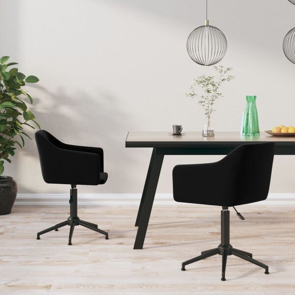 vidaXL Chaises pivotantes &agrave; manger lot de 2 Noir Velours