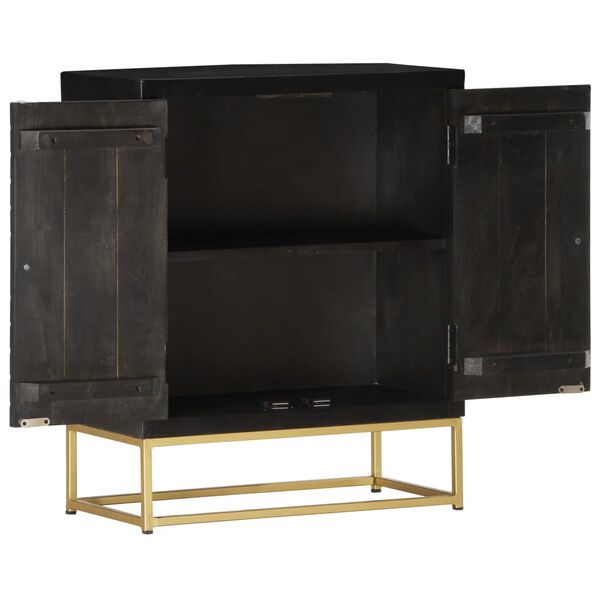 vidaXL Buffet Noir et dor&eacute; 60 x 30 x 75 cm Bois de manguier massif