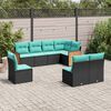 vidaXL Salon de jardin 8 pcs avec coussins noir r&eacute;sine tress&eacute;e
