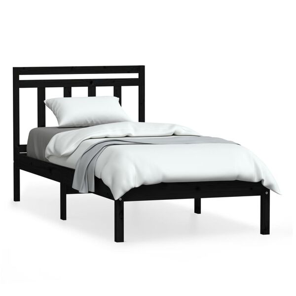 vidaXL Cadre de lit sans matelas noir bois massif 100x200 cm