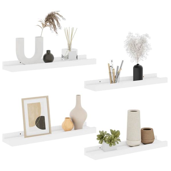 vidaXL &Eacute;tag&egrave;res murales 4 pcs Blanc 40x9x3 cm