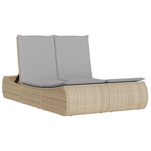 vidaXL Chaise longue double avec coussins beige r&eacute;sine tress&eacute;e