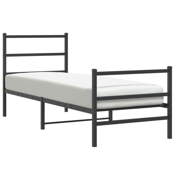 vidaXL Cadre de lit m&eacute;tal sans matelas avec pied de lit noir 75x190 cm