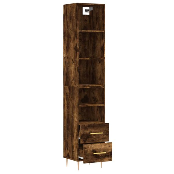 vidaXL Buffet haut Ch&ecirc;ne fum&eacute; 34,5x34x180 cm Bois d'ing&eacute;nierie