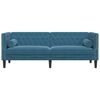 vidaXL Canapé Chesterfield avec traversins 3 places bleu velours