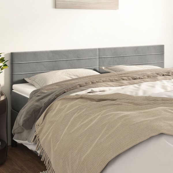 vidaXL T&ecirc;tes de lit 2 pcs Gris clair 100x5x78/88 cm Velours