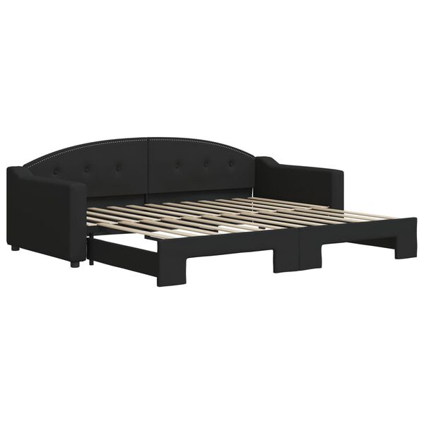 vidaXL Lit de jour avec gigogne sans matelas noir 90x200 cm