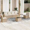 vidaXL Salon de jardin avec coussins 7 pcs beige r&eacute;sine tress&eacute;e