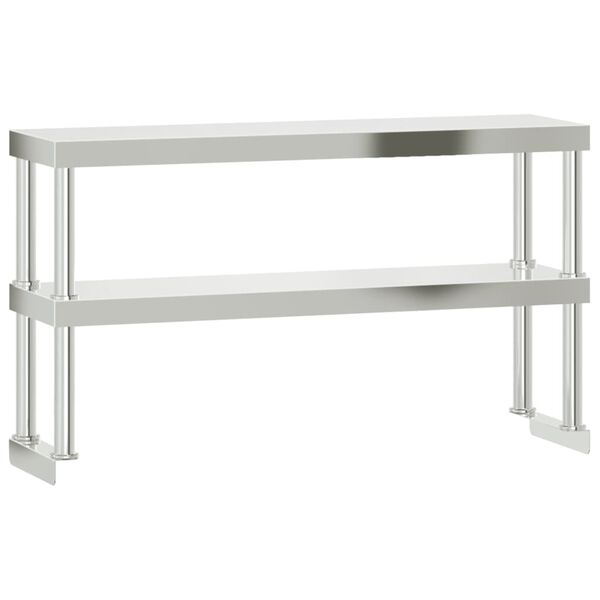 vidaXL Étagère de table de travail à 2 niveaux 110x30x65 cm inox