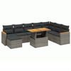 vidaXL Salon de jardin 9 pcs avec coussins gris r&eacute;sine tress&eacute;e