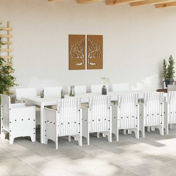 vidaXL Ensemble de salle &agrave; manger pour jardin 13 pcs Blanc