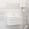 vidaXL Ensemble de meubles de salle de bain Blanc brillant Agglom&eacute;r&eacute;