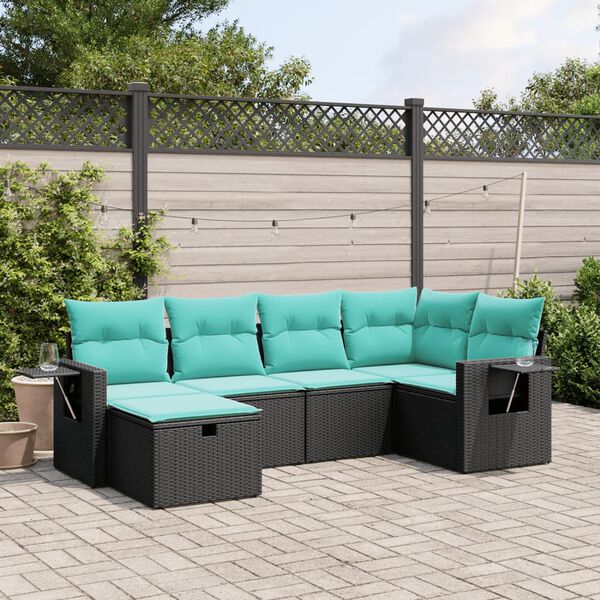vidaXL Salon de jardin avec coussins 6 pcs marron r&eacute;sine tress&eacute;e