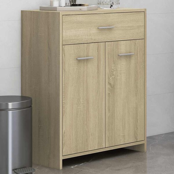 vidaXL Armoire de salle de bain Ch&ecirc;ne sonoma 60x33x80 cm Agglom&eacute;r&eacute;