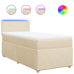 vidaXL Sommier &agrave; lattes de lit avec matelas Cr&egrave;me 80x200 cm Tissu
