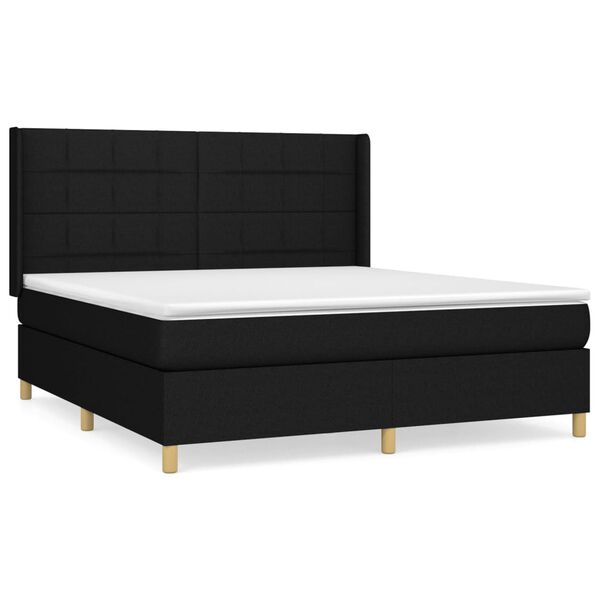 vidaXL Sommier &agrave; lattes de lit avec matelas Noir 160x200 cm Tissu