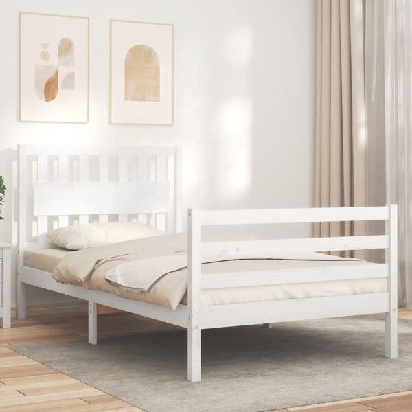 vidaXL Cadre de lit sans matelas blanc 100x200 cm bois massif