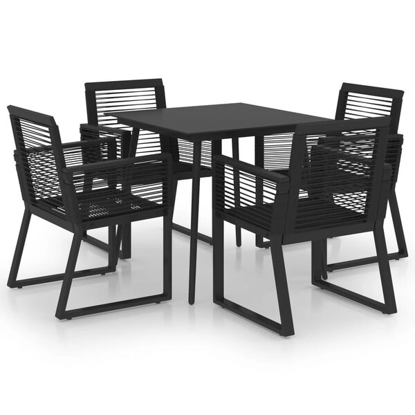 vidaXL Ensemble &agrave; manger d'ext&eacute;rieur 5 pcs Rotin PVC Noir