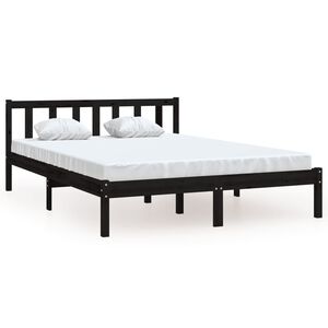 vidaXL Cadre de lit sans matelas noir bois massif