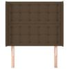 vidaXL T&ecirc;te de lit avec oreilles Marron fonc&eacute; 93x16x118/128 cm Tissu