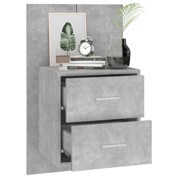 vidaXL Tables de chevet murales 2 pcs Gris béton