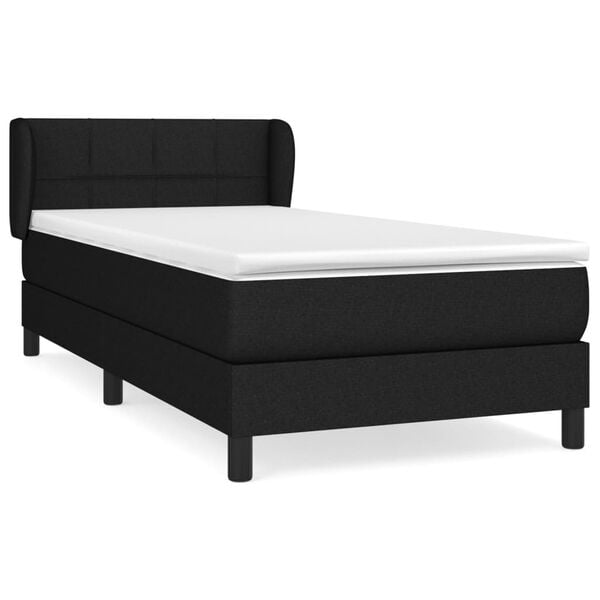vidaXL Sommier &agrave; lattes de lit avec matelas Noir 90x200 cm Tissu