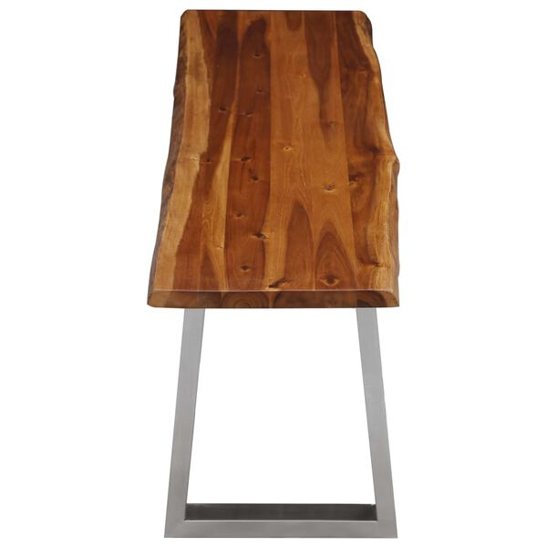 vidaXL Banc 140 cm Bois d'acacia massif et acier inoxydable