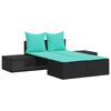 vidaXL Chaise longue double avec coussins en rotin synth&eacute;tique noir