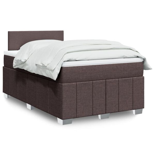 vidaXL Sommier &agrave; lattes de lit et matelas marron fonc&eacute; 120x190cm tissu