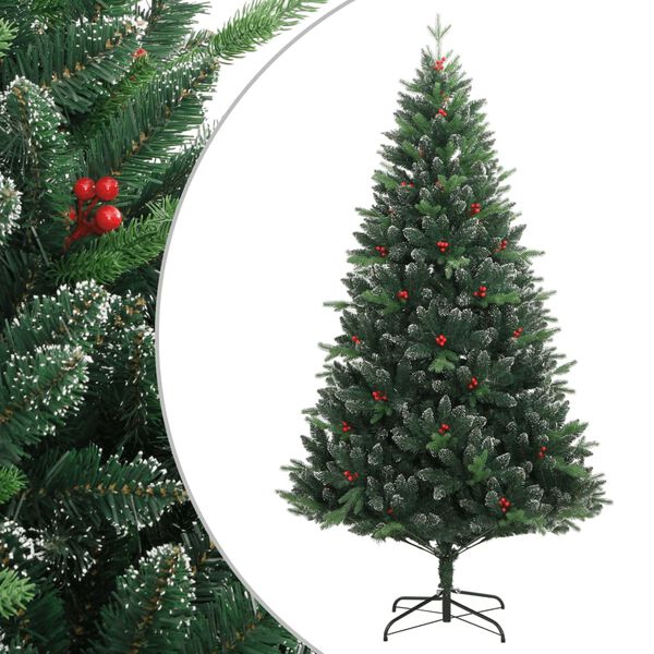 vidaXL Sapin de No&euml;l artificiel &agrave; charni&egrave;res avec baies rouges 120 cm