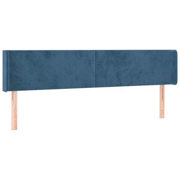 vidaXL T&ecirc;te de lit avec oreilles Bleu fonc&eacute; 183x16x78/88 cm Velours