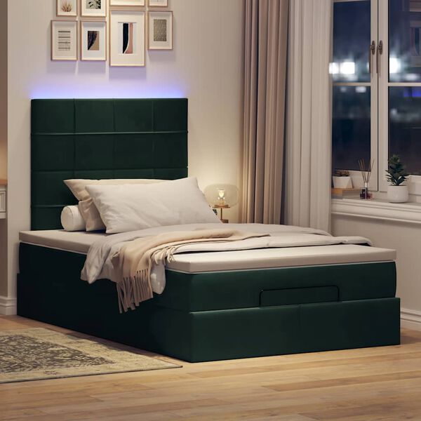 vidaXL Cadre de lit ottoman avec matelas vert fonc&eacute; 120x200 cm velours