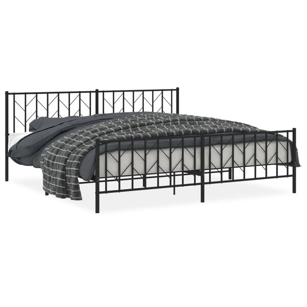 vidaXL Cadre de lit m&eacute;tal sans matelas avec pied de lit noir 200x200cm