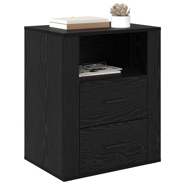 vidaXL Cabinet de chevet Ch&ecirc;ne noir 35 x 50 x 60 cm Bois d'ing&eacute;nierie