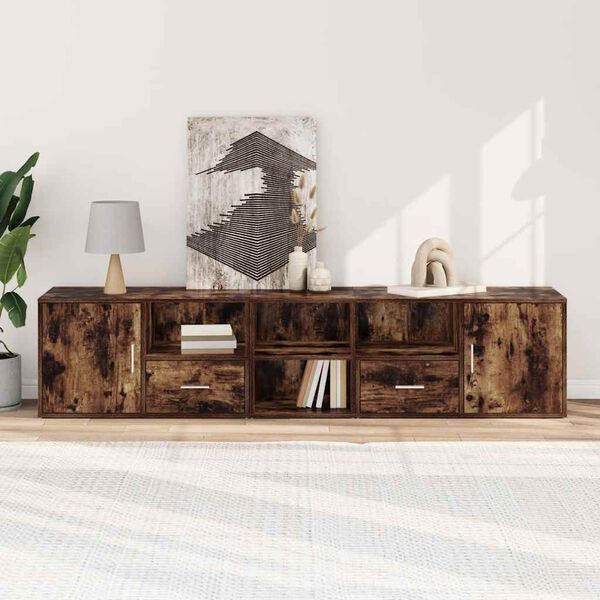 vidaXL Armoire d'angle ch&ecirc;ne fum&eacute; 200x40x45 cm bois d'ing&eacute;nierie