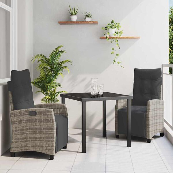 vidaXL Ensemble de salle &agrave; manger pour jardin 3 pcs Gris polyrotin
