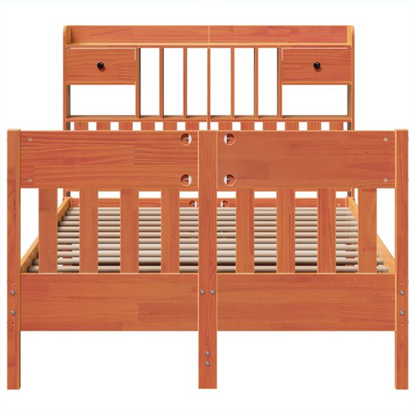 vidaXL Cadre de lit sans matelas cire marron 135x190cm bois pin massif