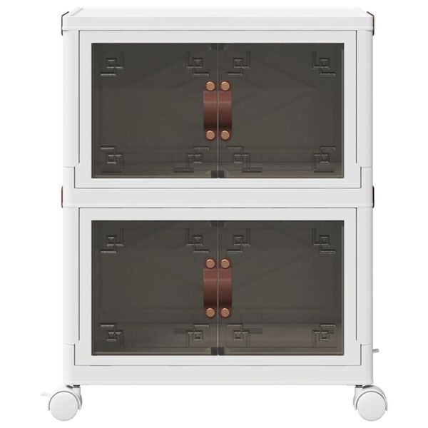 vidaXL Bo&icirc;te de rangement empilable avec roues &agrave; 2 niveaux 28 L