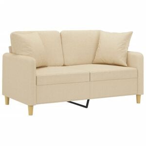vidaXL Canap&eacute; 2 places avec oreillers d&eacute;coratifs cr&egrave;me 120 cm tissu