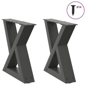 vidaXL Pieds de table basse 2 pi&egrave;ces Anthracite 30 x (30-31,3) cm Acier