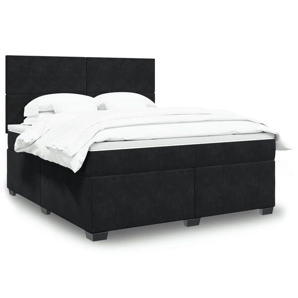 vidaXL Sommier &agrave; lattes de lit avec matelas Noir 180x200 cm Velours