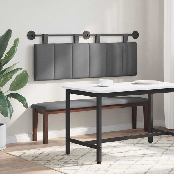 vidaXL T&ecirc;te de lit suspendue Ray&eacute; Gris fonc&eacute; 150 x 55 x 5 cm tissu