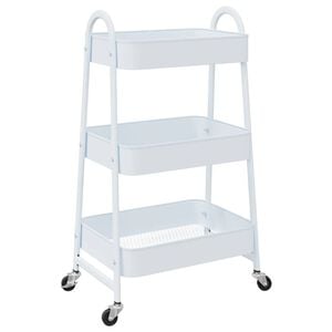 VidaXL Chariot de rangement &agrave; 3 niveaux blanc 42x41,5x77 cm acier
