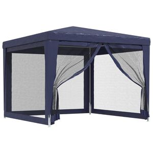 vidaXL Tente de f&ecirc;te avec 4 parois lat&eacute;rales en maille Bleu 3x3 m PEHD