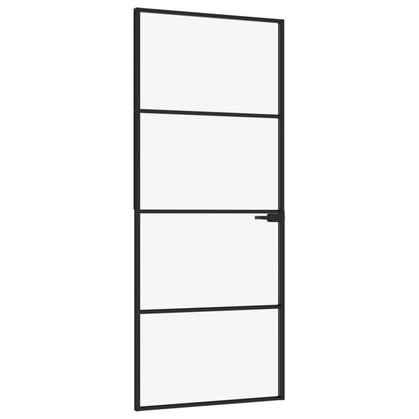 vidaXL Porte d'intérieur Noir 83x201,5 cm Trempé verre aluminium fin