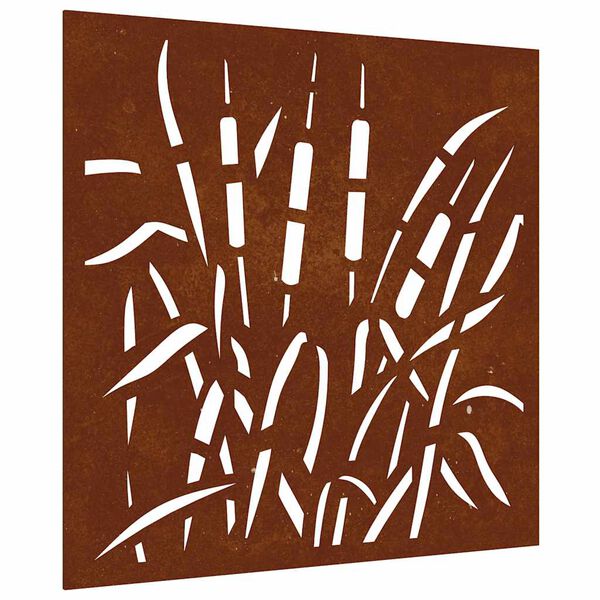 vidaXL D&eacute;coration murale jardin 55x55 cm acier corten design d'herbe