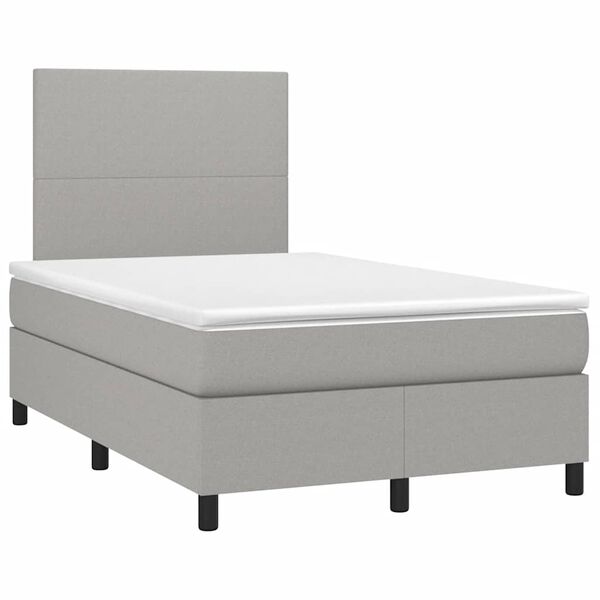 vidaXL Sommier &agrave; lattes de lit matelas LED gris clair 120x190 cm tissu