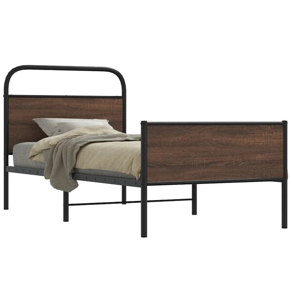 vidaXL Cadre de lit sans matelas 90x190cm ch&ecirc;ne marron bois ing&eacute;nierie