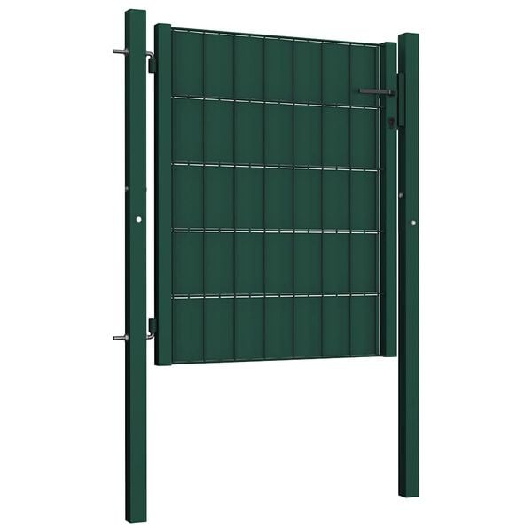 vidaXL Portail de cl&ocirc;ture PVC et acier 100x81 cm Vert