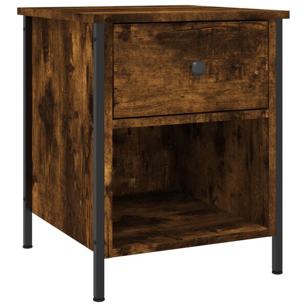 vidaXL Table de chevet ch&ecirc;ne fum&eacute; 40x42x50 cm bois d'ing&eacute;nierie
